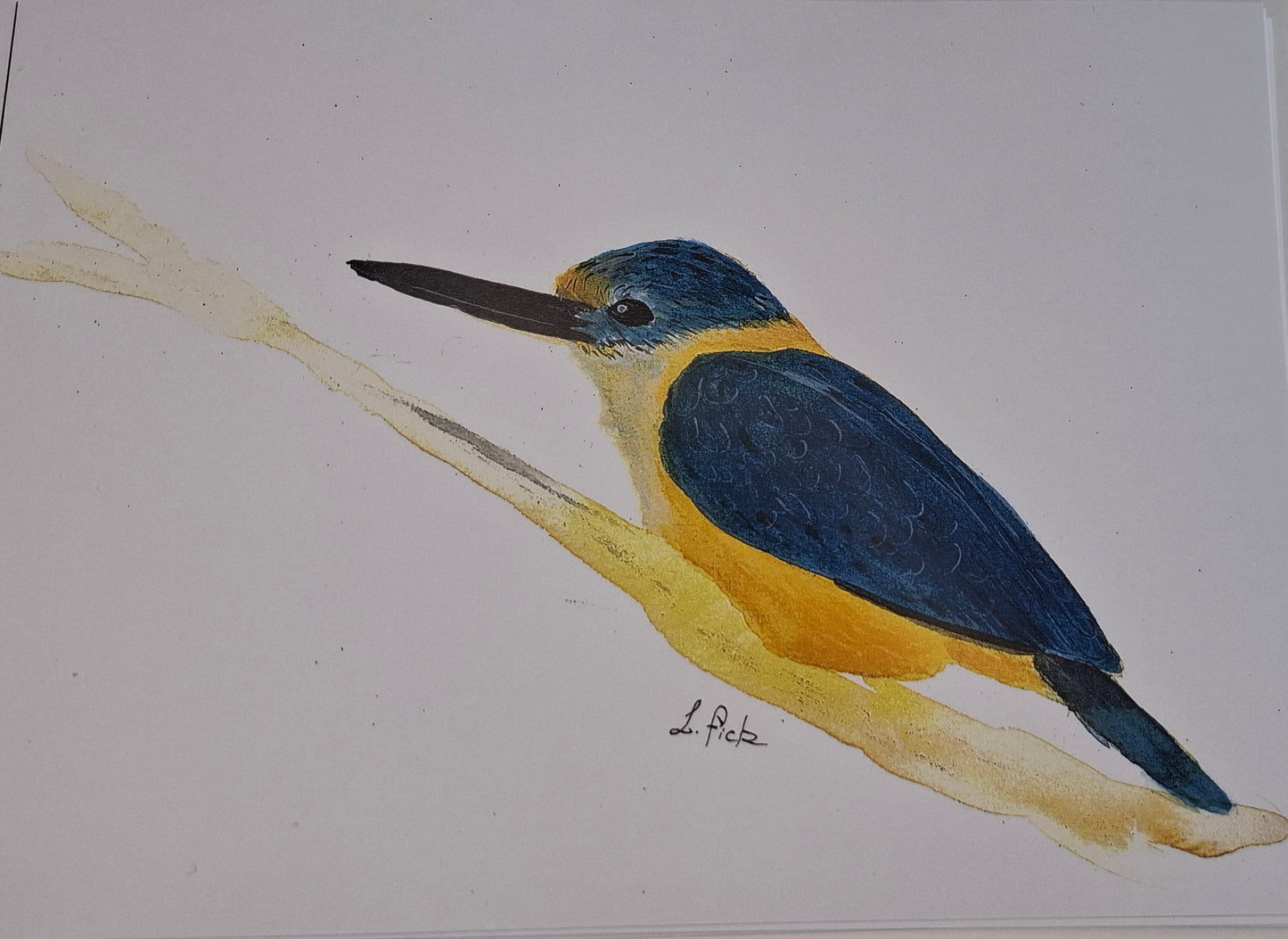 King fisher water colour print side view