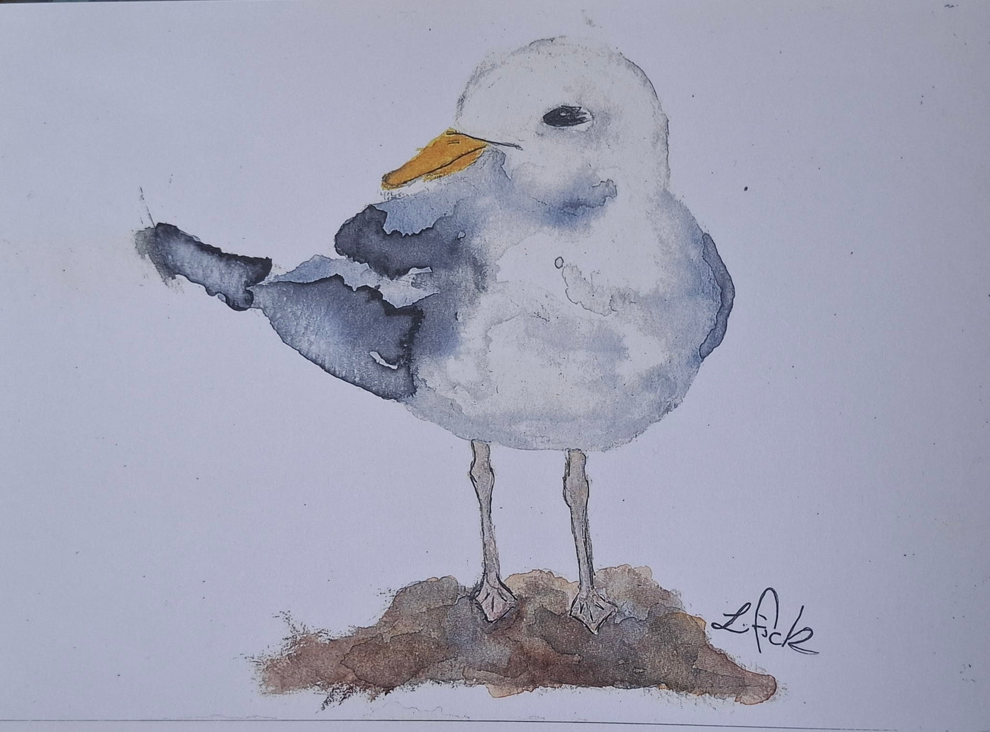 Sea gull watercolour print